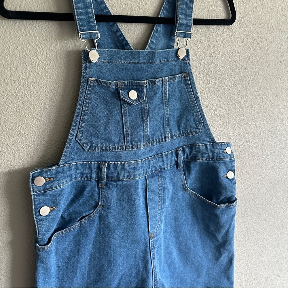 Allegra K Denim Short Overalls Medium - Picture 2 of 11